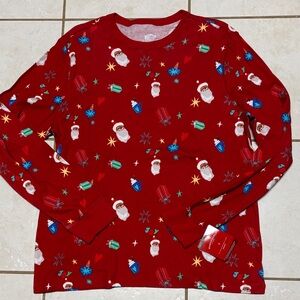 Men’s Festive Red Santa Long Sleeve sleep Shirt size large